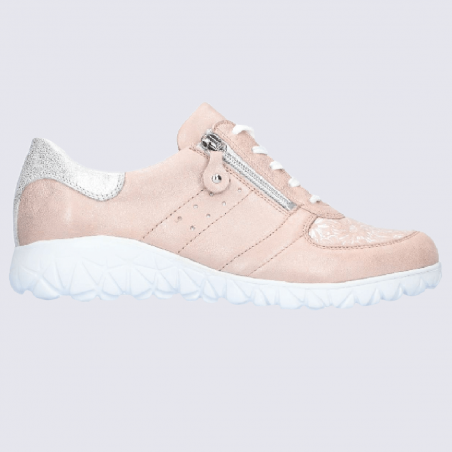 Baskets Waldlaufer, baskets confortables femme en cuir rose