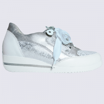 Baskets Waldlaufer, baskets confortables Himona à zip femme blanc
