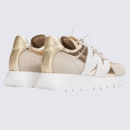 Sneakers Wonders, sneakers tendances Oslo femme en cuir et nylon beige/platine