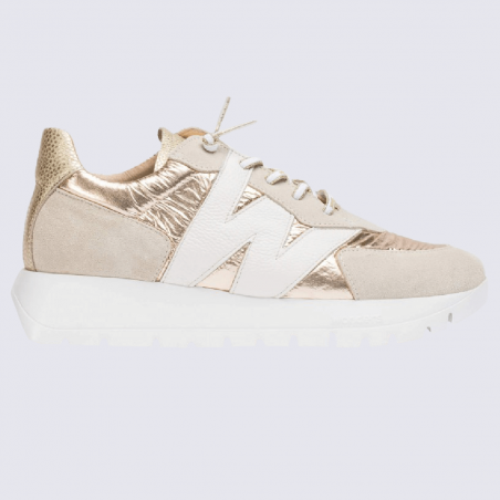 Sneakers Wonders, sneakers tendances Oslo femme en cuir et nylon beige/platine