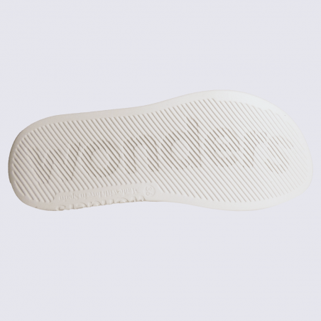 Sandales Wonders, sandales plates brillantes femme en cuir creme/paillettes