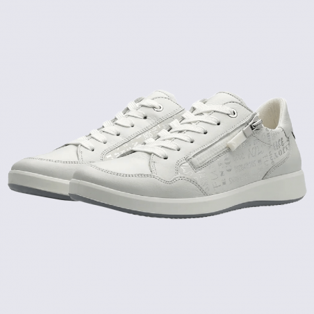 Baskets Ara, baskets Roma femme en cuir blanc nebbia