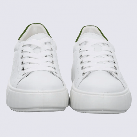 Baskets Ara, baskets Monaco femme en cuir blanc et vert