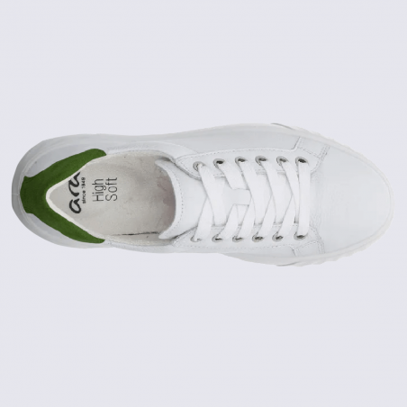 Baskets Ara, baskets Monaco femme en cuir blanc et vert