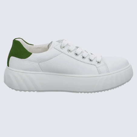 Baskets Ara, baskets Monaco femme en cuir blanc et vert