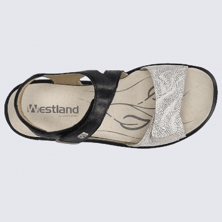 Nu-pieds Westland by Josef Seibel, nu-pieds femme à velcro en cuir noir