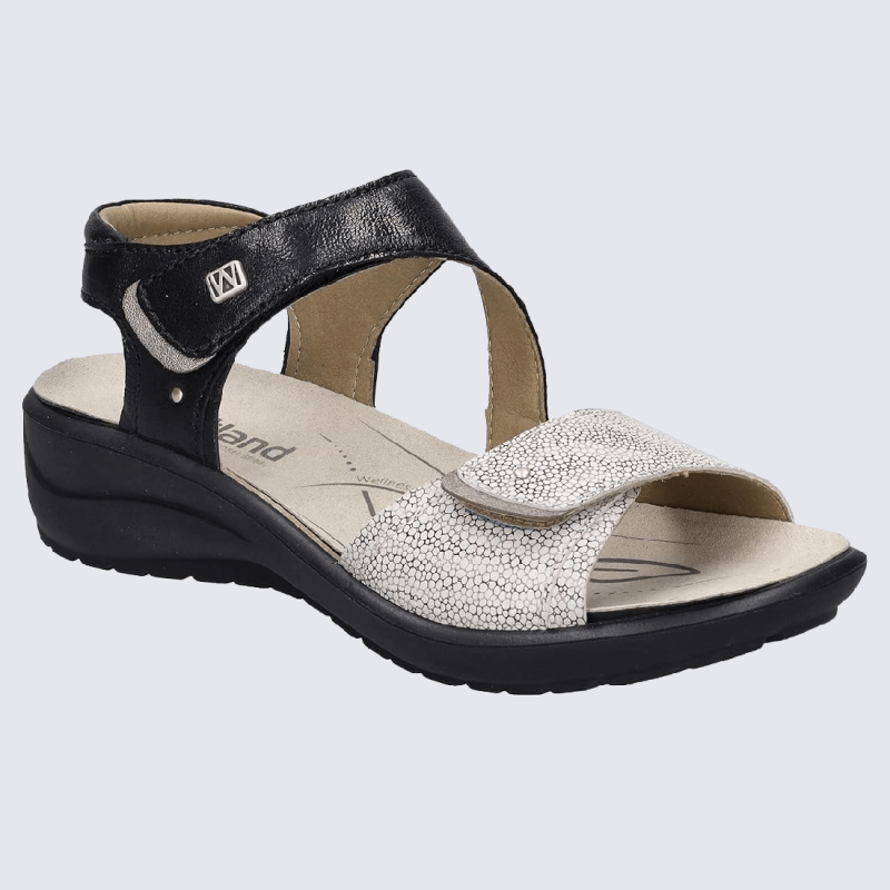 Nu-pieds Westland by Josef Seibel, nu-pieds femme à velcro en cuir noir