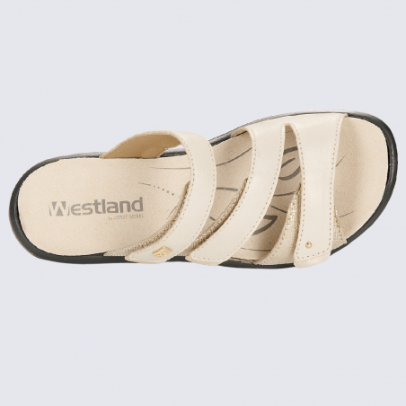 Mules Westland by Josef Seibel, mules/sandales femme en cuir creme/doré