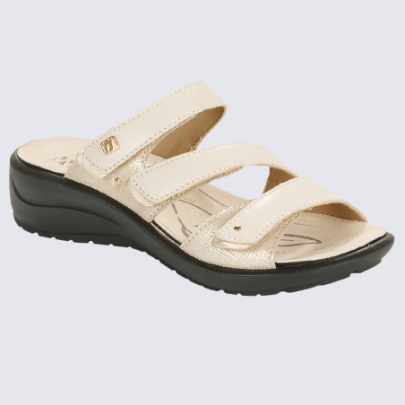 Mules Westland by Josef Seibel, mules/sandales femme en cuir creme/doré