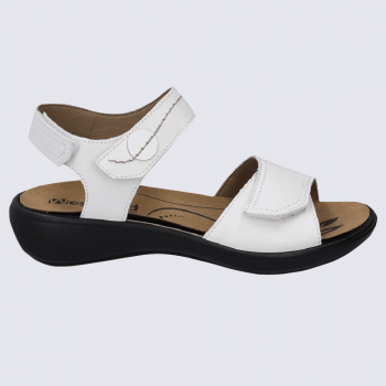 Nu-pieds Westland by Josef Seibel, nu-pieds femme à velcro en cuir blanc