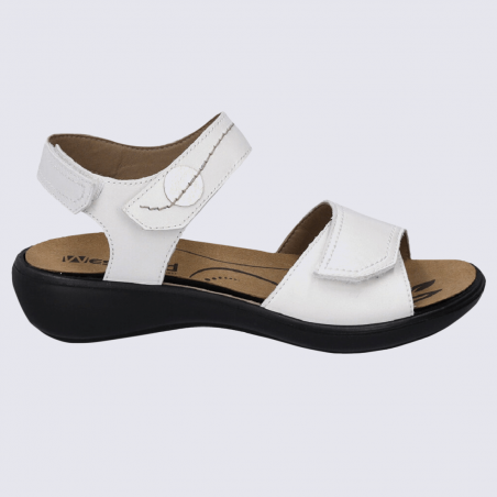 Nu-pieds Westland by Josef Seibel, nu-pieds femme à velcro en cuir blanc Nu-pieds Westland by Josef Seibel, nu-pieds femme à velcro en cuir blanc
