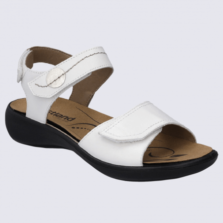 Nu-pieds Westland by Josef Seibel, nu-pieds femme à velcro en cuir blanc Nu-pieds Westland by Josef Seibel, nu-pieds femme à velcro en cuir blanc
