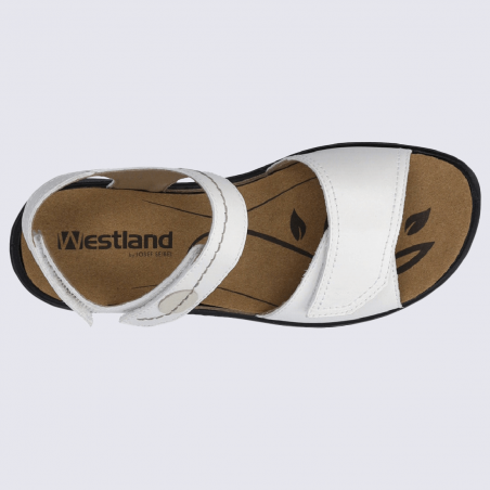 Nu-pieds Westland by Josef Seibel, nu-pieds femme à velcro en cuir blanc Nu-pieds Westland by Josef Seibel, nu-pieds femme à velcro en cuir blanc
