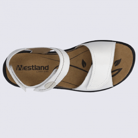 Nu-pieds Westland by Josef Seibel, nu-pieds femme à velcro en cuir blanc