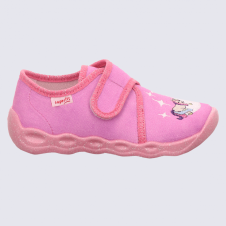 Chaussons Superfit, chaussons lune à velcros filles rose