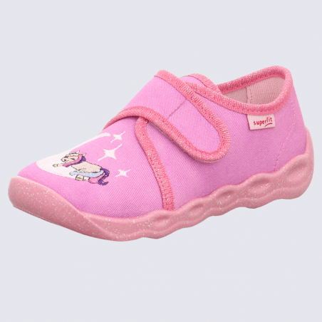 Chaussons Superfit, chaussons lune à velcros filles rose