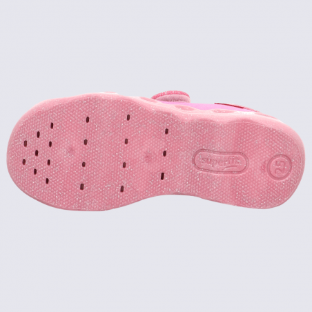 Chaussons Superfit, chaussons lune à velcros filles rose