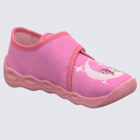 Chaussons Superfit, chaussons lune à velcros filles rose