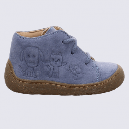 Baskets Superfit, baskets basses motif animaux unisexe en cuir bleu