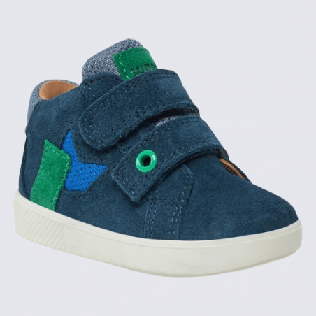 Baskets Superfit, baskets tendances garçons en cuir bleu et vert