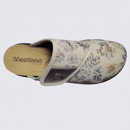 Mules Westland by Josef Seibel, mules confortables d'été femme en cuir et textile beige