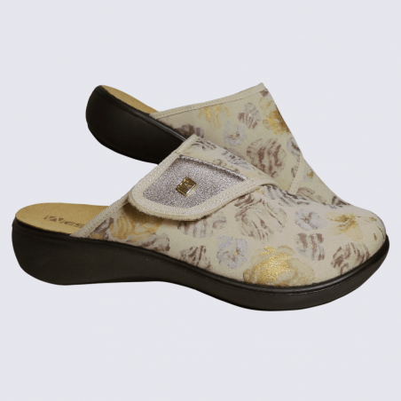 Mules Westland by Josef Seibel, mules confortables d'été femme en cuir et textile beige