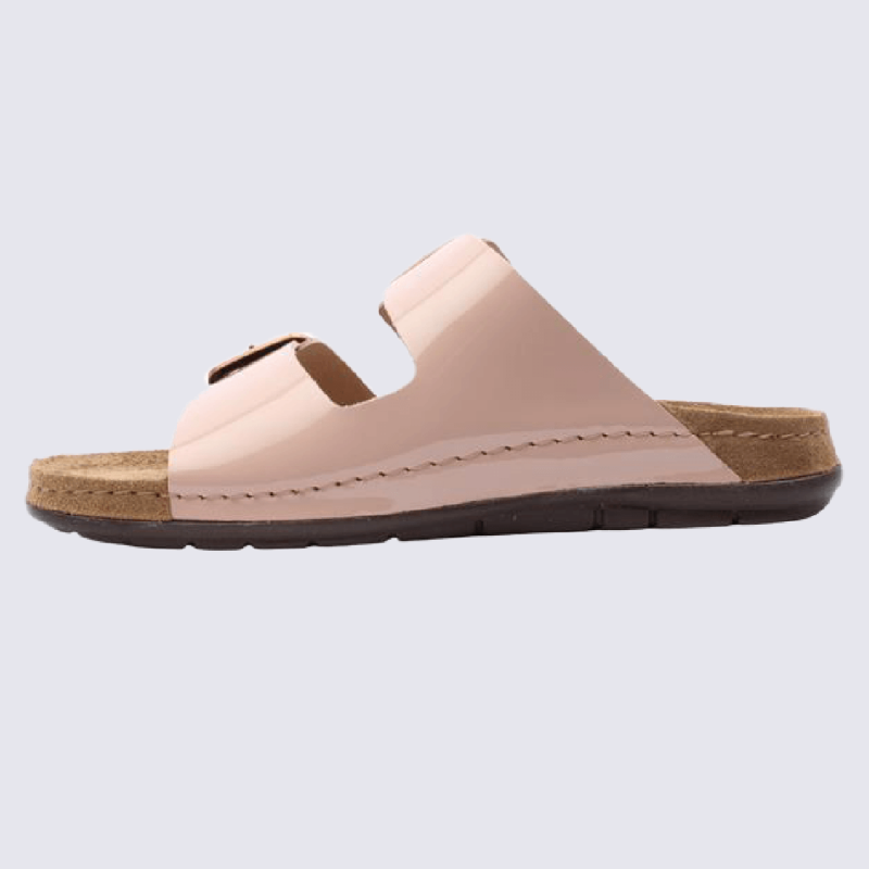 Mules Rohde mules a deux brides tendances femme en cuir rose Igert Chaussures Maroquinerie