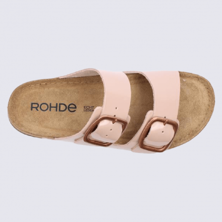 Mules Rohde, mules à deux brides tendances femme en cuir rose