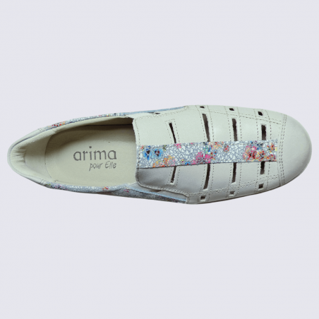 Chaussures Arima, chaussures ouvertes fleuris femme en cuir gris ice