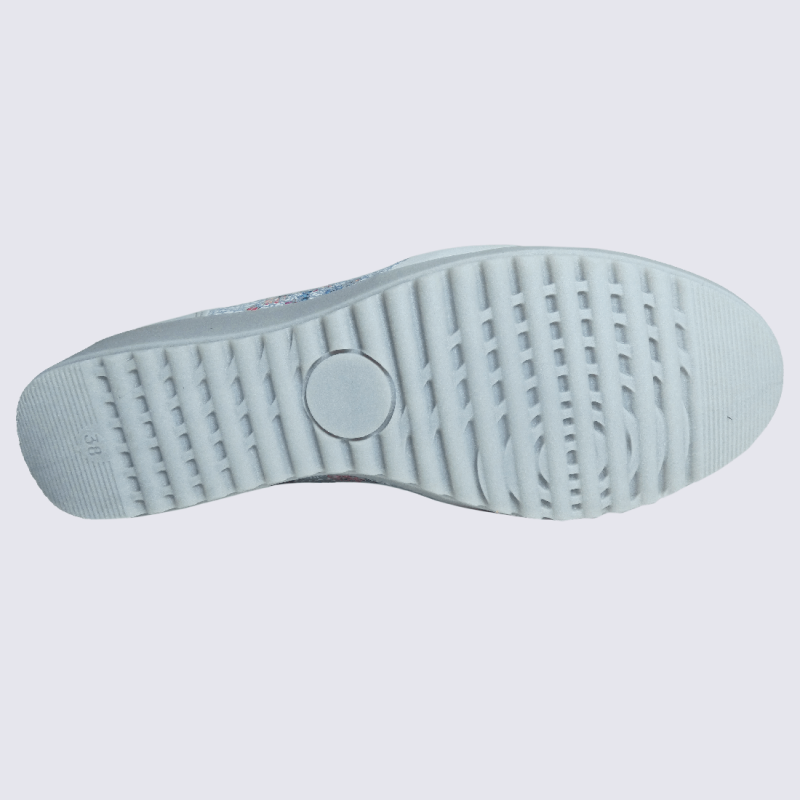 Chaussures Arima, chaussures ouvertes fleuris femme en cuir gris ice