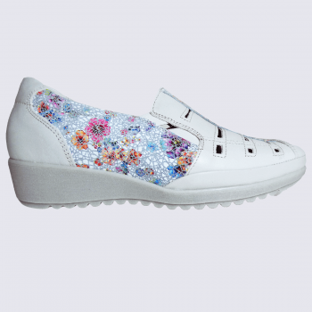 Chaussures Arima, chaussures ouvertes fleuris femme en cuir gris ice