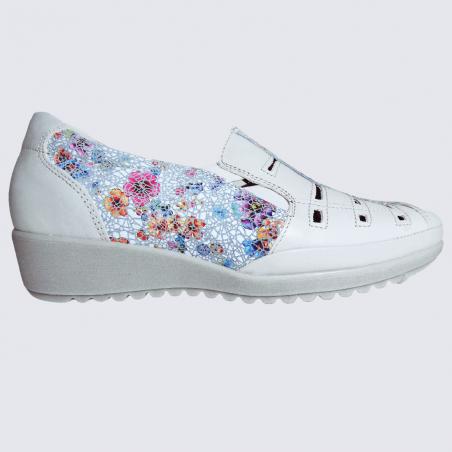 Chaussures Arima, chaussures ouvertes fleuris femme en cuir gris ice