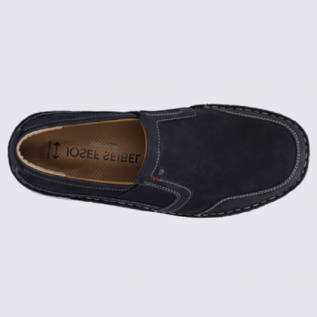 Mocassins Josef Seibel, mocassins confortables homme en cuir bleu indigo