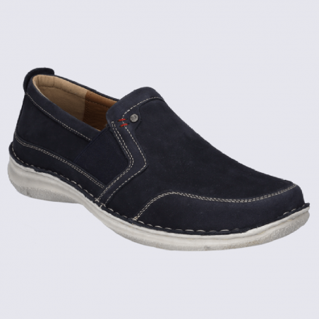 Mocassins Josef Seibel, mocassins confortables homme en cuir bleu indigo