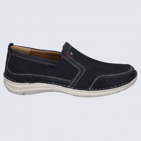 Mocassins Josef Seibel, mocassins confortables homme en cuir bleu indigo