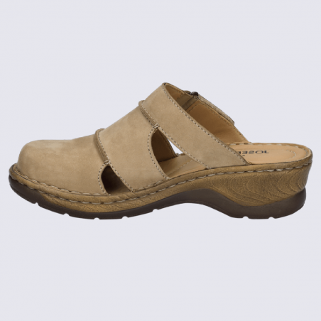 Mules Josef Seibel, mules d'été effet sabot femme en cuir beige sable