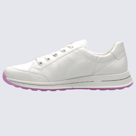 Baskets Ara, baskets tendances femme en cuir blanc cœur