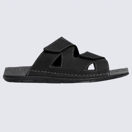 Mules Rohde, mules confortables homme en cuir noir