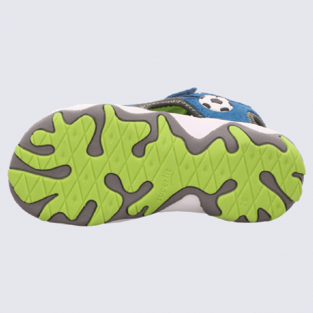 Sandales Superfit, sandales motif foot garçon en cuir bleu et gris