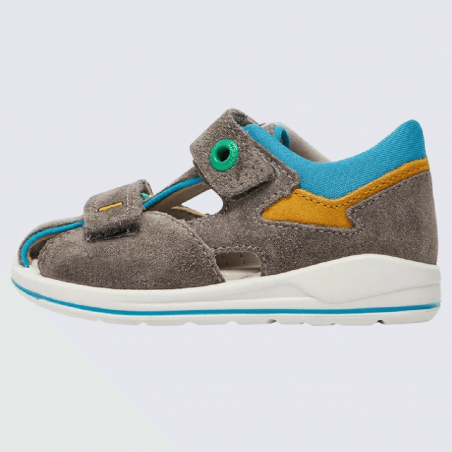 Sandales Superfit, sandales colorées Boomerang garçon en cuir gris/turquoise