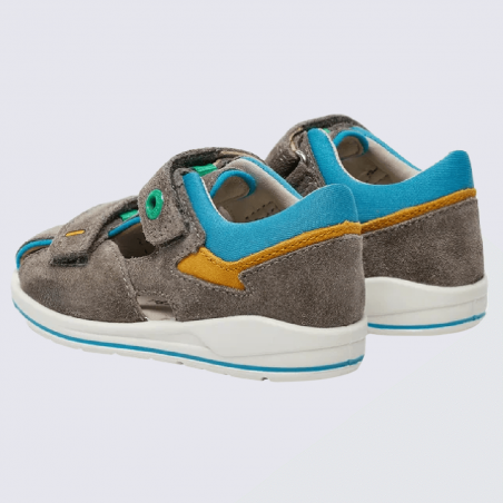 Sandales Superfit, sandales colorées Boomerang garçon en cuir gris/turquoise