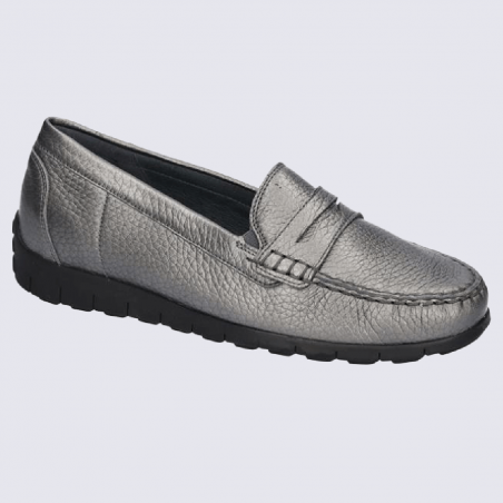 Mocassins Waldlaufer, mocassins tendances et confortables femme en cuir argent/asphalte