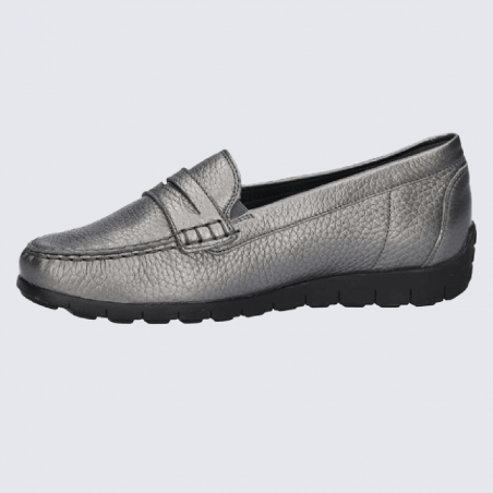 Mocassins Waldlaufer, mocassins tendances et confortables femme en cuir argent/asphalte