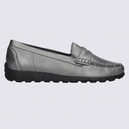 Mocassins Waldlaufer, mocassins tendances et confortables femme en cuir argent/asphalte