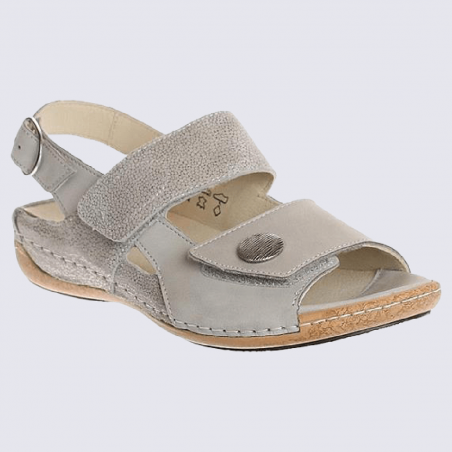 Sandales Waldlaufer, sandales à talons imprimé reptile femme en cuir gris pierre