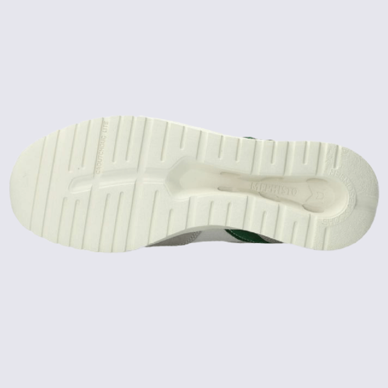 Baskets Mephisto, sneakers tendances homme en cuir lisse blanc et vert