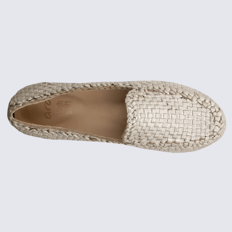 Mocassins Ara mocassins elegants et confortables femme en cuir tresse platine Igert Chaussures Maroquinerie
