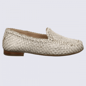Mocassins Ara, mocassins élégants et confortables femme en cuir tressé platine