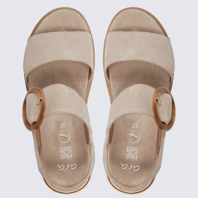 Sandales Ara, sandales compensées tendances femme en cuir beige