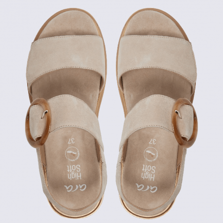 Sandales Ara, sandales compensées tendances femme en cuir beige
